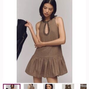 Anthropologie Brown Keyhole Mini Dress